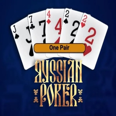 Russian Poker slot logo by OneTouch Games at Melbet Casino